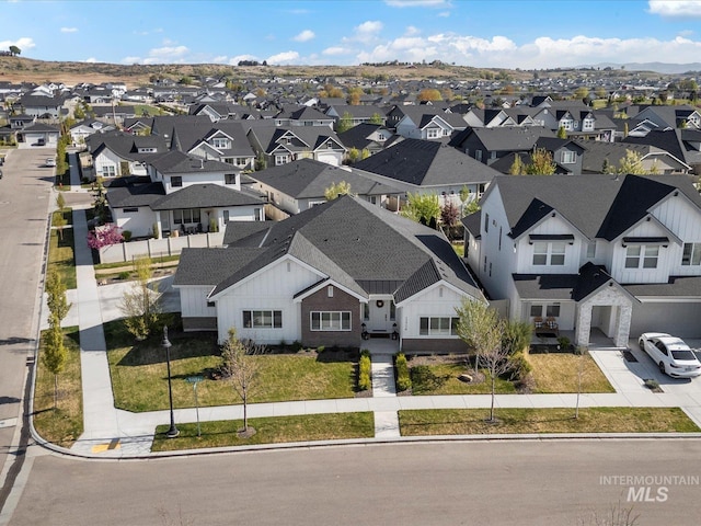 aerial view with a residential view