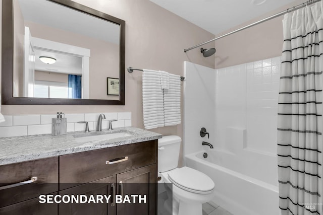 9478 W Napier St, Star, ID 83669 - bathroom with toilet, shower / tub combo with curtain, vanity, and tile patterned floors