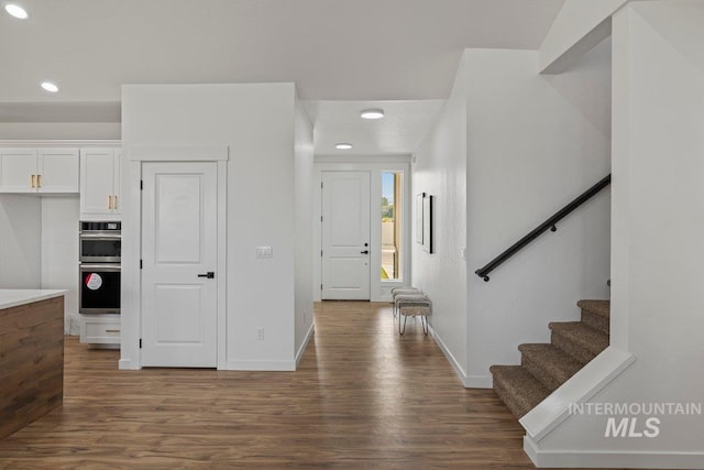 foyer featuring dark wood-type flooring