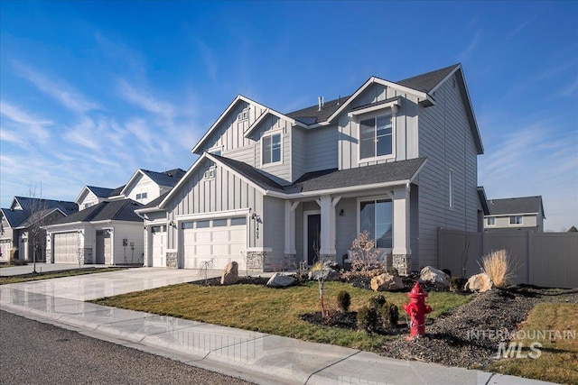 craftsman inspired home with a front yard