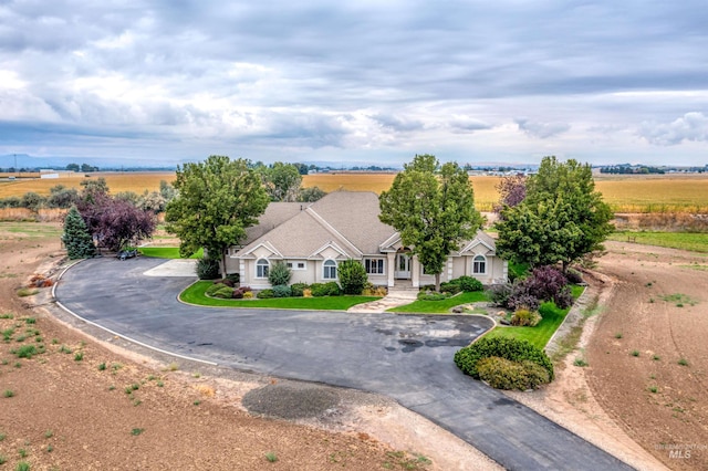 drone / aerial view featuring a rural view