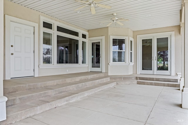 view of patio / terrace featuring ceiling fan