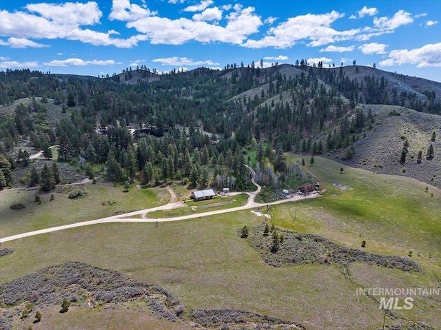 drone / aerial view with a mountain view