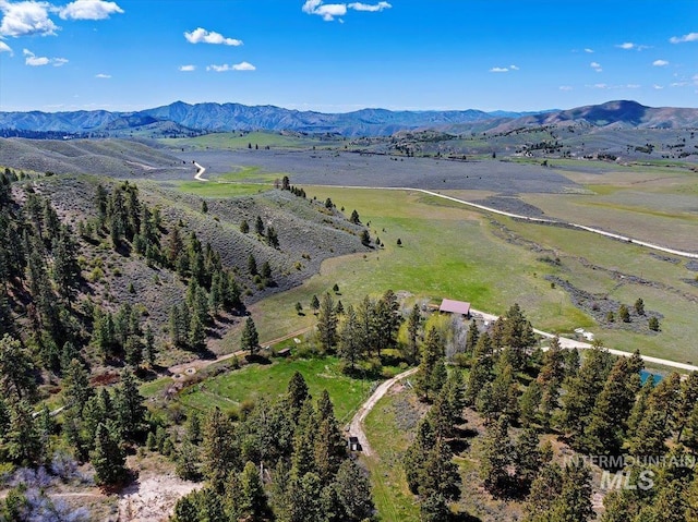 aerial view with a mountain view