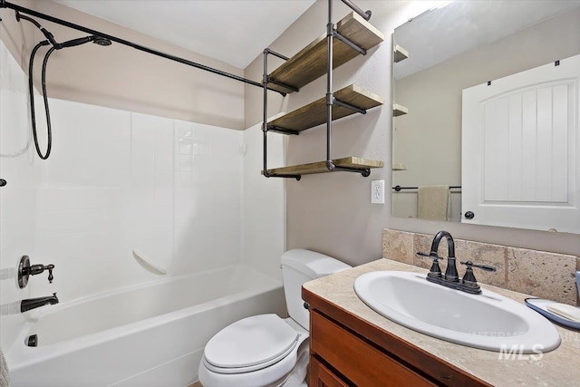 full bathroom with vanity, toilet, and shower / bath combination