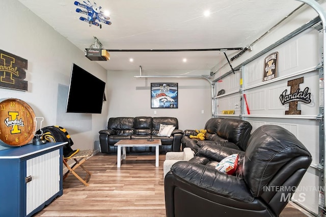 living room featuring light wood-type flooring