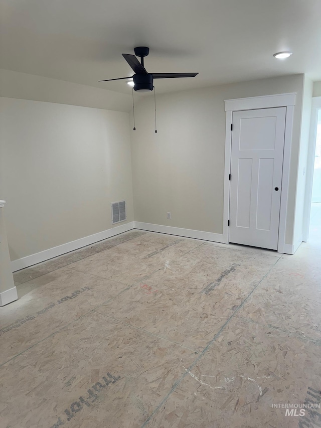 unfurnished room featuring ceiling fan