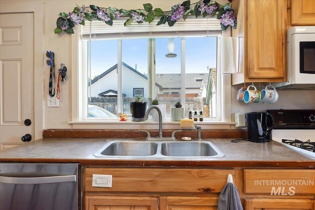129 S Chestnut St, Kimberly, ID 83341 - kitchen featuring stainless steel dishwasher, a sink, and white microwave