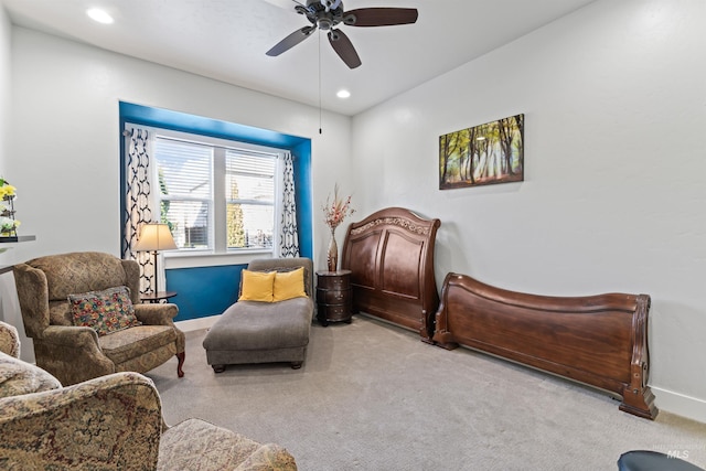 2133 N Star Garnet Ave, Kuna, ID 83634 - sitting room with carpet floors, ceiling fan, baseboards, and recessed lighting