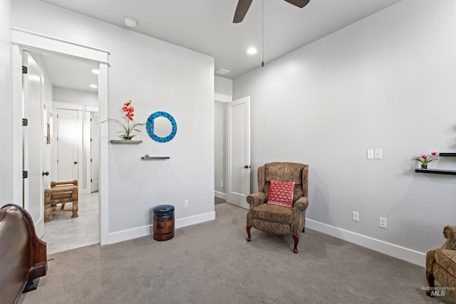 2133 N Star Garnet Ave, Kuna, ID 83634 - living area featuring a ceiling fan, carpet, baseboards, and recessed lighting