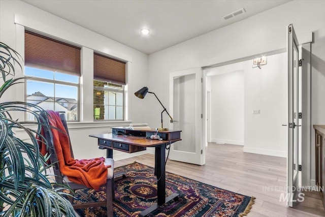 1279 W Ultar, Nampa, ID 83686 - home office featuring visible vents, recessed lighting, light wood-style flooring, and baseboards