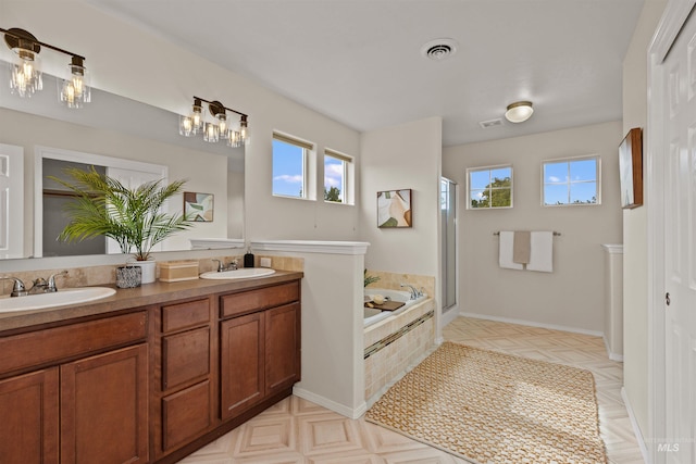 11422 W Darkwood St, Star, ID 83669 - full bathroom featuring a bath, double vanity, and an enclosed shower