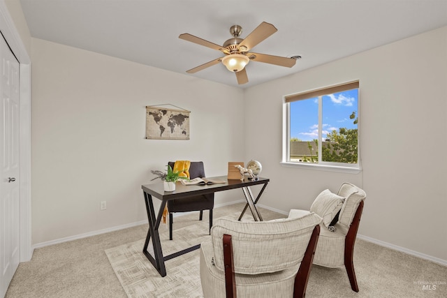 11422 W Darkwood St, Star, ID 83669 - office with light colored carpet, baseboards, and ceiling fan