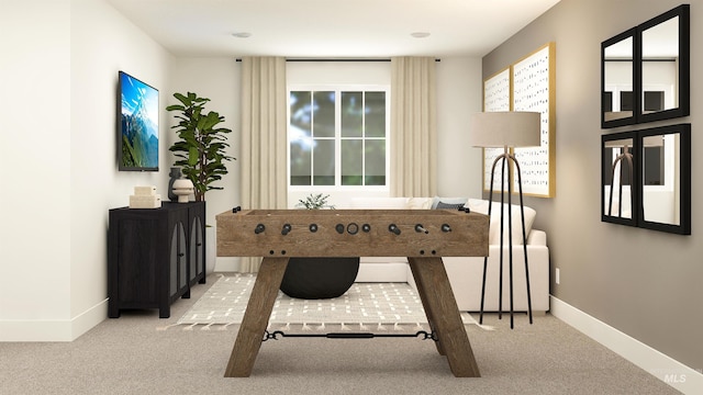 interior space featuring baseboards and carpet flooring