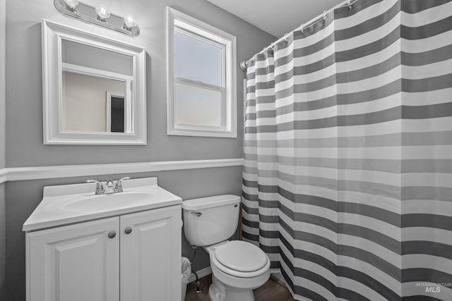 5174 N Rothmans Ave, Boise, ID 83713 - bathroom featuring vanity, wood finished floors, and a shower with shower curtain