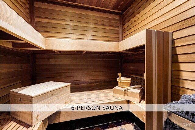 2634 W Sugarberry Dr, Eagle, ID 83616 - relaxing sauna / steam room featuring wooden walls and tile patterned flooring