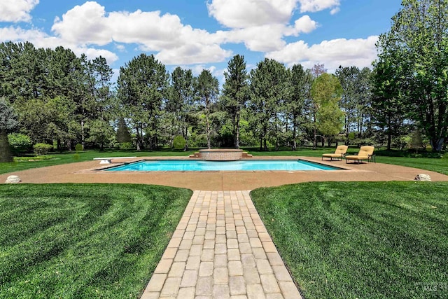 2634 W Sugarberry Dr, Eagle, ID 83616 - swimming pool with a yard, view of scattered trees, and a diving board