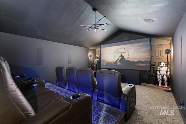 511 Keogh Ln, Caldwell, ID 83607 - home theater room with carpet flooring, vaulted ceiling, and ceiling fan