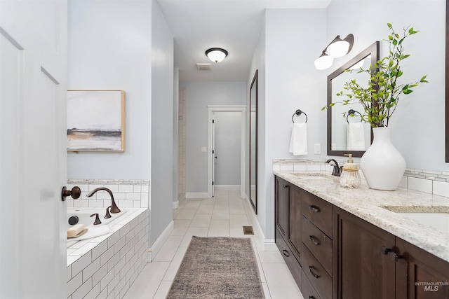 5404 S Palatino Ave, Meridian, ID 83642 - full bath with tile patterned flooring, double vanity, and a garden tub
