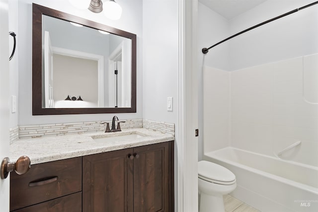 5404 S Palatino Ave, Meridian, ID 83642 - bathroom featuring vanity, shower / tub combination, and backsplash