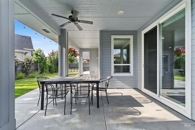 5404 S Palatino Ave, Meridian, ID 83642 - view of patio with a ceiling fan and outdoor dining space