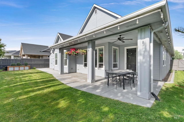 5404 S Palatino Ave, Meridian, ID 83642 - rear view of house with a patio area and a ceiling fan