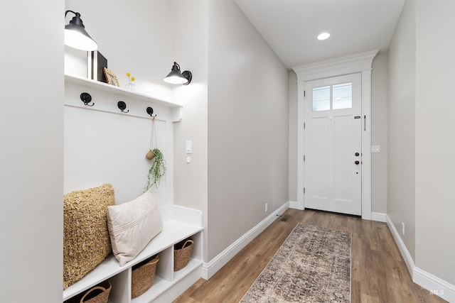 5404 S Palatino Ave, Meridian, ID 83642 - mudroom featuring wood finished floors and recessed lighting