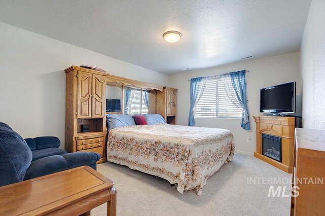 11616 Virginia Pkwy, Caldwell, ID 83605 - bedroom featuring light carpet and a glass covered fireplace