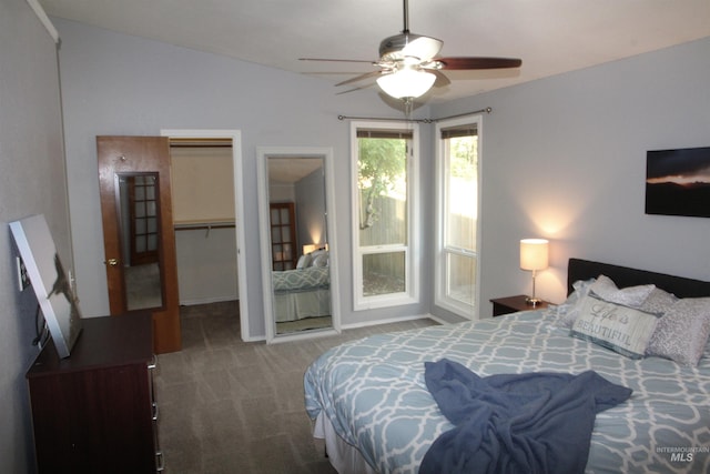 225 E Bayview, Boise, ID 83706 - bedroom featuring carpet flooring, ceiling fan, and vaulted ceiling