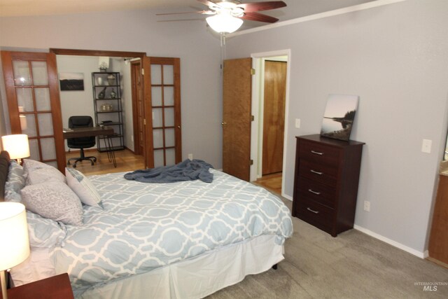 225 E Bayview, Boise, ID 83706 - bedroom featuring french doors, a desk, ceiling fan, and baseboards