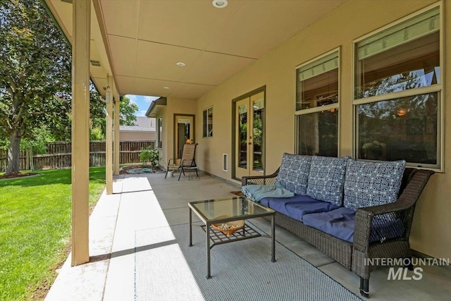 2627 E Moog St, Meridian, ID 83646 - view of patio / terrace featuring french doors and an outdoor hangout area