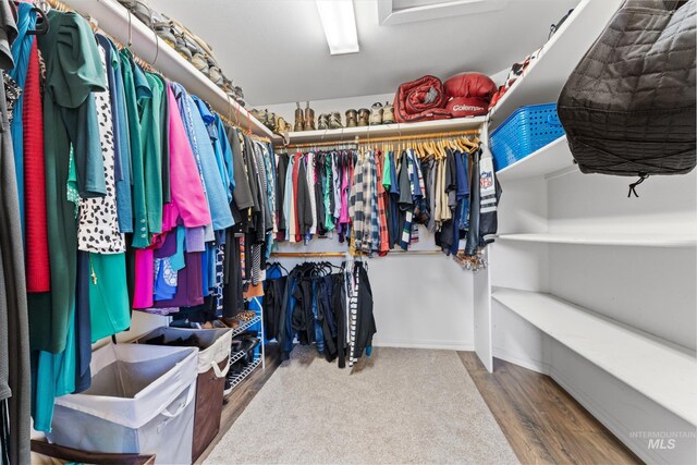 spacious closet with wood finished floors
