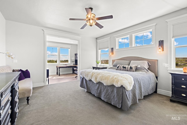 17293 Goodson Rd, Caldwell, ID 83607 - bedroom featuring baseboards, a ceiling fan, and light colored carpet