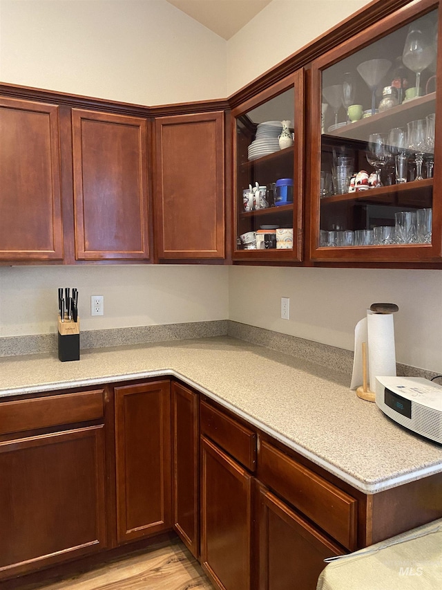 kitchen with light hardwood / wood-style flooring