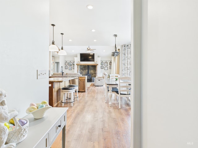 515 School St, Albion, ID 83311 - hallway featuring recessed lighting and light wood-type flooring
