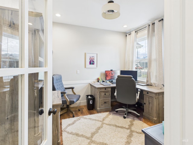 515 School St, Albion, ID 83311 - office area featuring wood finished floors and recessed lighting