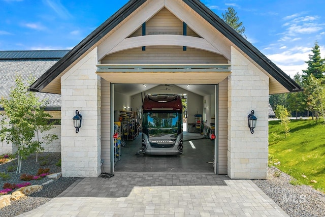 view of garage