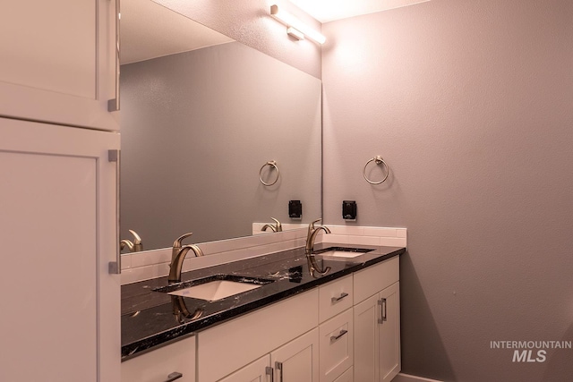 bathroom with double vanity and a sink