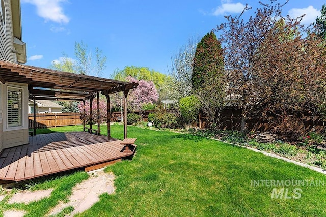 1472 N Watson Ave, Eagle, ID 83616 - view of yard with a wooden deck and a pergola