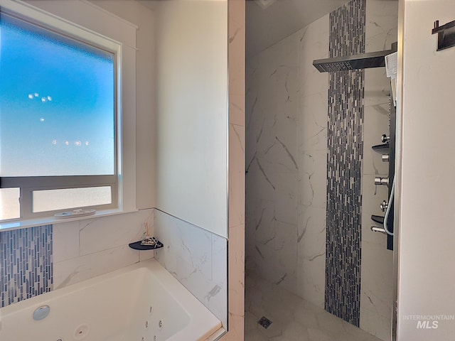 bathroom with independent shower and bath