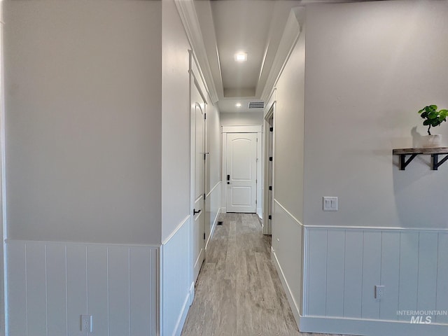 hallway with light wood-type flooring