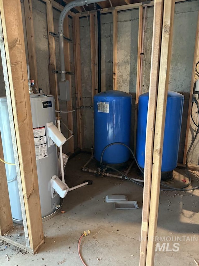 utility room with water heater