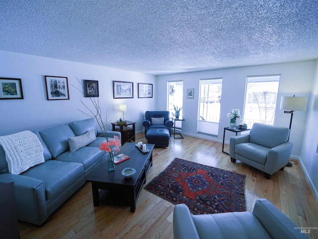506 Fair Ln, Nampa, ID 83686 - living room with baseboards, a textured ceiling, and wood finished floors