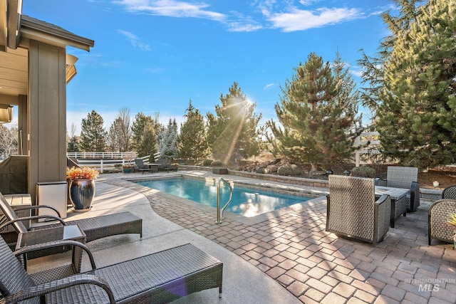 view of swimming pool with a patio