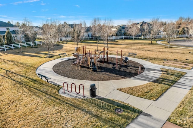 view of yard with a playground