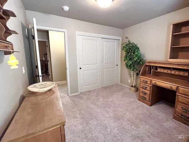 view of carpeted home office