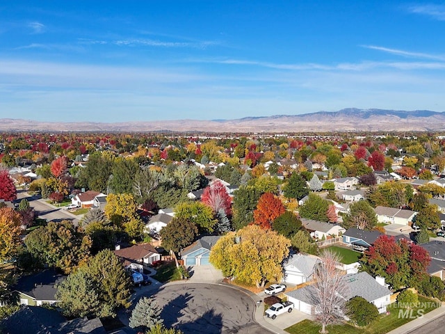 drone / aerial view with a mountain view