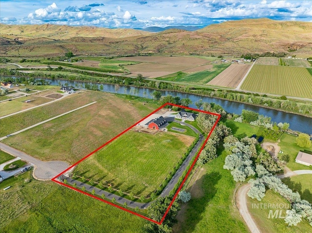 3800 Birch Ln, Emmett, ID 83617 - overview of rural landscape featuring property parcel outlined and a water and mountain view