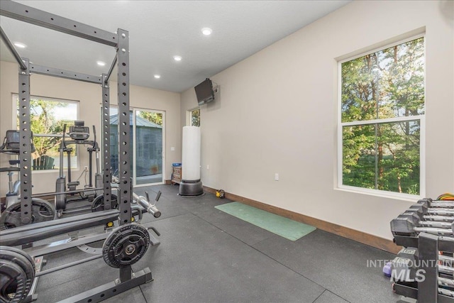 3800 Birch Ln, Emmett, ID 83617 - exercise room with baseboards and recessed lighting