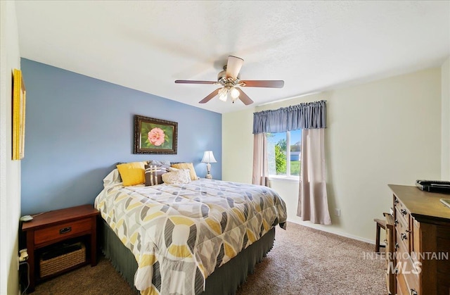 bedroom with carpet and ceiling fan